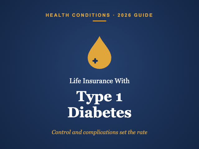 Life insurance with type 1 diabetes guide cover, navy and gold