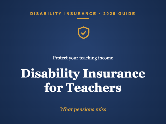 Disability insurance for teachers 2026 guide cover with shield icon